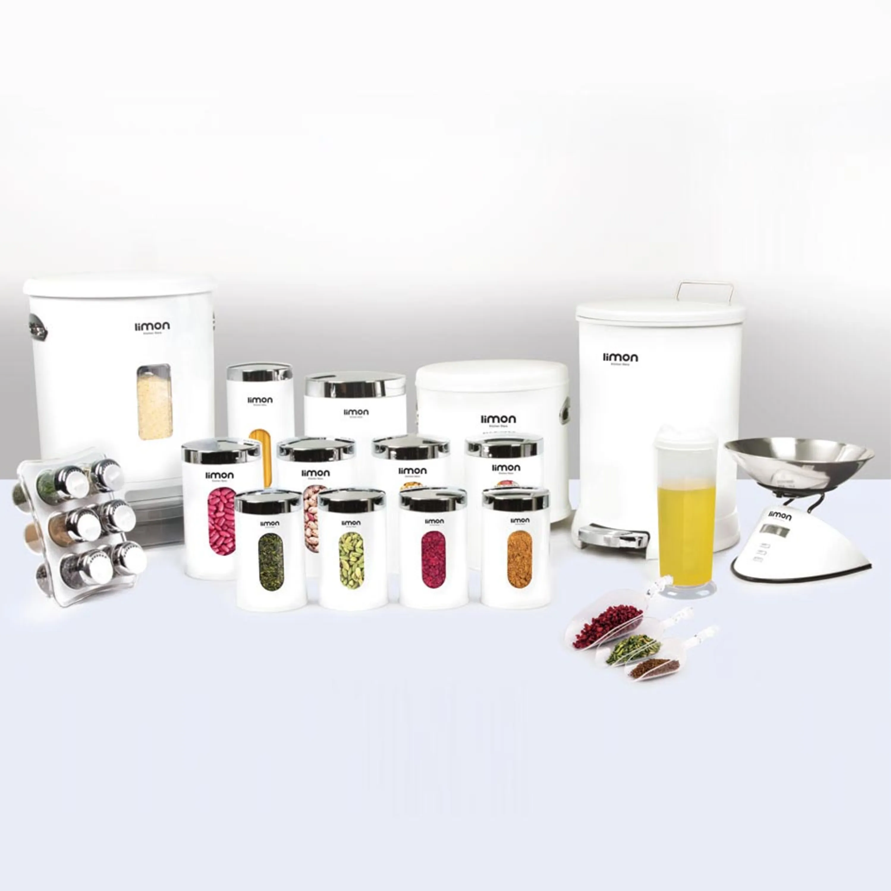 سرویس آشپزخانه لیمون 21 پارچه درب شفاف